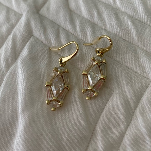 Lindy Rae Gold Drop Earrings in White CZ - Picture 2 of 5